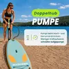 Doppelhub-Pumpe zum schnellen Aufpumpen des URBOGYM GALE SUP Boards am Strand Produktbild-Vorschau