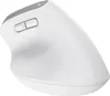 A white ergonomic vertical mouse is shown from a side-angle on a white background. Produktbild-Vorschau
