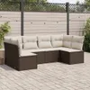 6-tlg. Garten-Sofagarnitur mit Kissen Braun Poly Rattan Produktbild-Vorschau 2