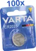 100x VARTA CR2025 cella a bottone al litio 3V 1 blister Anteprima dell’immagine prodotto 1