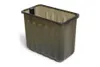 A translucent gray plastic bin with a black rim and a black attachment on the top left edge, isolated on a white background. Produktbild-Vorschau