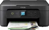 A black Epson printer is shown from the front, printing a document. Produktbild-Vorschau