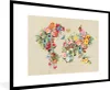 MuchoWow® Gerahmtes Poster Weltkarte - Blumen - Produktbild-Vorschau 1