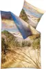 A bedding set with a beach dune and ocean scene printed on it. Produktbild-Vorschau