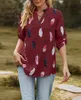 ASKSA Damen Bluse V-Ausschnitt Chiffon Drucken Oberteile Produktbild-Vorschau 3