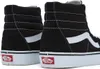Close-up rear view of two black Vans SK8-HI high-top sneakers. Voir les images du produit