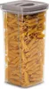 A clear, professional shot of a food storage container filled with penne pasta. Produktbild-Vorschau