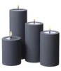 LED Stumpenkerze MIA - Kunststoff - realistische 3D Flamme - H: 10cm - outdoor - grau Produktbild-Vorschau