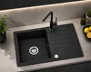 Granitspüle Küchenspüle Schwarz Granit Siphon Einbauspüle Produktbild-Vorschau 2