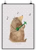 Mr. & Mrs. Panda Bild Bär Gitarre DIN A4 - Grau Pastell - Produktbild-Vorschau 1