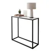 A console table with a lamp, candles, and a small plant on top, set against a white background. Produktbild-Vorschau