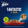 A product shot of cat food in a red bowl, with a magnified inset showing the texture of the food. Text overlays highlight product features. Produktbild-Vorschau