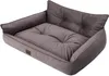 A brown dog bed with raised sides and a tufted cushion. Náhľad obrázku produktu