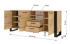 A technical drawing with dimensions of a sideboard. Náhled obrázku produktu