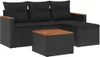 vidaXL 5-tlg. Garten-Sofagarnitur mit Kissen Schwarz Poly Produktbild-Vorschau 1