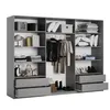 An organized wardrobe with shelves, drawers, and hanging clothes. Produktbild-Vorschau