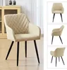 A collage of images showing a beige upholstered dining chair from different angles, with the main image showing the chair in a room setting. Produktbild-Vorschau