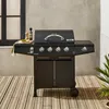 Barbecue a gas a 4 bruciatori con fuoco laterale, Nero Anteprima dell’immagine prodotto 5