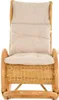 A close-up front view of a wicker rocking chair with beige cushions. Produktbild-Vorschau
