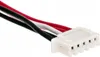A close-up shot of a white connector with four pins and attached wires in red, black, and white. Podgląd zdjęcia produktu