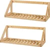 Two identical wooden wall shelves are displayed against a white background. Produktbild-Vorschau
