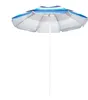 A striped beach umbrella on a white background. Produktbild-Vorschau