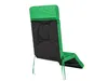 A green and black chair cushion with ties, shown from the back and side. Produktbild-Vorschau