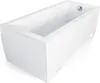 A white rectangular bathtub with a built-in skirt and a chrome drain visible. Produktbild-Vorschau