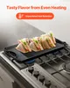 A cast iron griddle with sandwiches on it, placed on a gas stove. Náhľad obrázku produktu