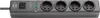 A gray power strip with four outlets and a power switch is shown against a white background. Produktbild-Vorschau