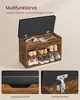 A multi-functional shoe bench with storage, shown open with items inside and close-ups of its features. Produktbild-Vorschau