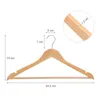 A wooden clothes hanger with dimensions indicated. There is a magnified view of the wood grain. Produktbild-Vorschau