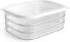 A stack of three clear plastic food storage containers with white lids, shown from a slightly elevated side angle on a white background. Produktbild-Vorschau