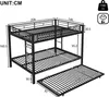 A diagram of a black metal bunk bed with dimensions indicated by lines and numbers. Produktbild-Vorschau