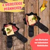 Two raclette pans with food ingredients on a wooden background. Anteprima dell’immagine prodotto
