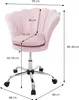 A pink velvet office chair with dimensions indicated by measurement lines and text. Náhled obrázku produktu