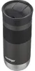 A black and silver Contigo travel mug with a wood-grain textured band and a black lid. Náhľad obrázku produktu