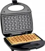 An open black waffle maker with two waffles inside. Produktbild-Vorschau