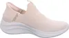 A side view of a single beige Skechers slip-on sneaker against a white background. Voir les images du produit