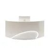 A white reception desk with a curved front and a subtle illuminated design element. Produktbild-Vorschau