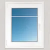 A white window frame with a blue sky visible through the glass. A white rod is horizontally positioned across the window. Produktbild-Vorschau
