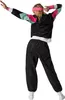 A person wearing a retro 80s/90s tracksuit, viewed from the back. Produktbild-Vorschau