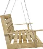 A wooden swing bench suspended by chains against a white background. Náhľad obrázku produktu