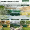 A collage of images showing a green metal composter in different seasons (winter, autumn, summer, spring) with text overlays and a logo. Produktbild-Vorschau