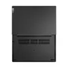 The bottom view of a closed black Lenovo laptop. Produktbild-Vorschau