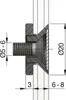 A technical drawing showing a cross-section of a glass holder with dimensions indicated. Produktbild-Vorschau