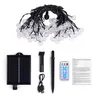 A set of solar-powered LED string lights and their accessories are laid out on a white background. Voir les images du produit