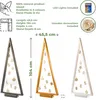 Three wooden Christmas trees of different colors, with dimensions and features listed. Náhled obrázku produktu