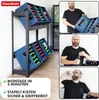 A collage of images showing a bottle crate rack, a man holding a crate, and a man drinking from a bottle. Produktbild-Vorschau