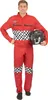 A man wearing a red racing suit and holding a helmet. Podgląd zdjęcia produktu
